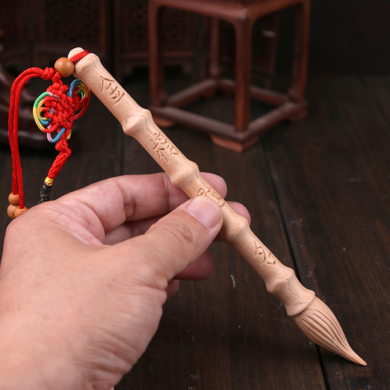 桃木文昌笔文昌塔钥匙扣项链挂件学生吊坠木雕寓意进步原木文昌笔