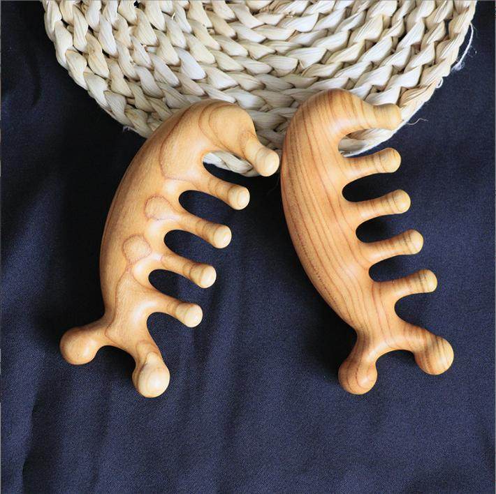 桃木梳子按摩粗齿五齿圆球荷花鱼木梳刮痧头皮按摩宽齿原木梳子,家居饰品,木雕,淘宝优惠券,粉丝福利购,淘宝优惠卷