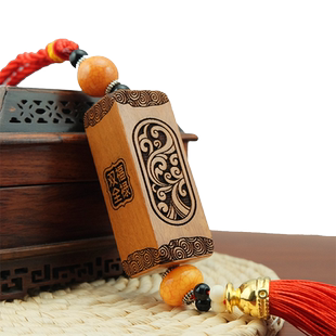 桃木平安是福平安柱车饰品挂件龙出入平安祥云吉祥如意木雕