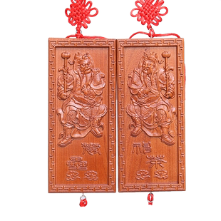 桃木门神木雕牌神荼郁垒挂件门贴对联家居饰品尉迟恭秦琼店铺新居