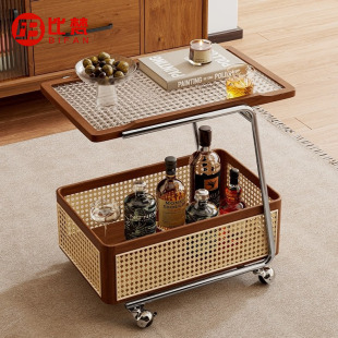 实木边几可移动收纳小推车客厅沙发储物置物架带轮现代简约小茶几