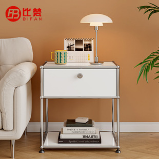 比梵床头柜家用卧室小型置物架简约现代床边储物柜一体可移动边几