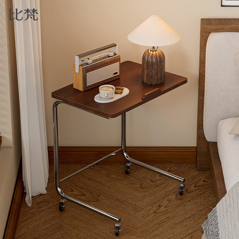 比梵可移动边几角几床边桌北欧茶几桌实木阅读小推车简约现代书桌