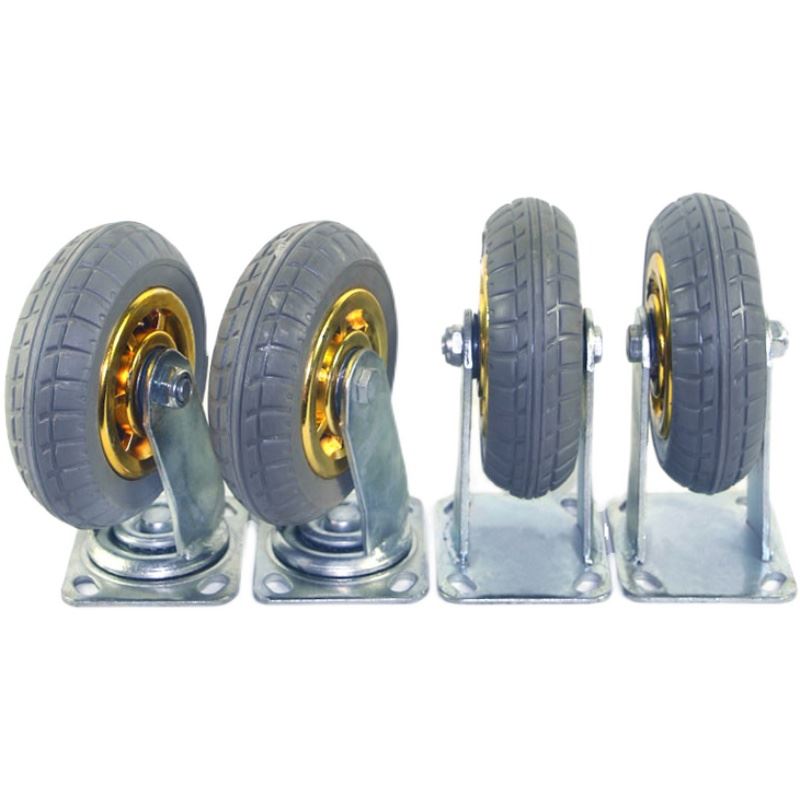 新品万向轮静音重型橡胶脚轮6英寸平板手推车拖车轮子轱辘i.