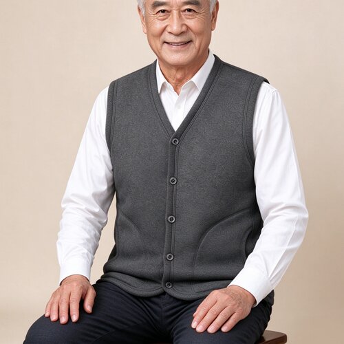 秋冬季中老年男加绒加厚保暖马甲外套老人坎肩爸爸装保暖爷爷背心
