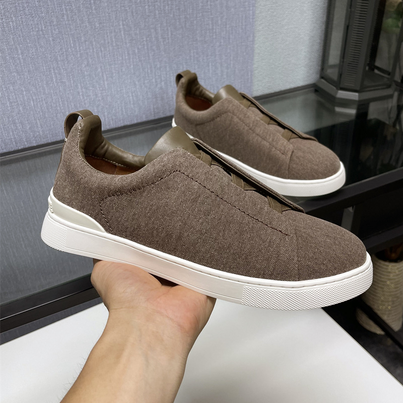 吴磊同款商务帆布板鞋一脚蹬男鞋