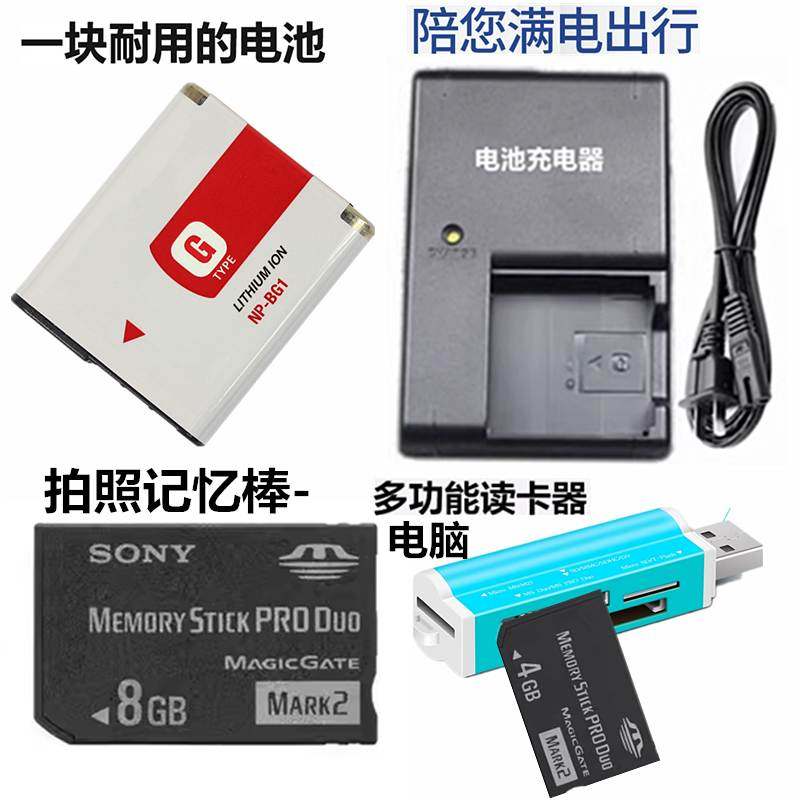 适用于索尼DSC-H50 H3 H7 H9 H10 H20照相机电池+充电器+8G内存卡
