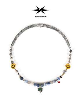 【TT/檀健次同款】PLASTIC BRAIN原创设计椰树笑脸项链情侣锁骨链