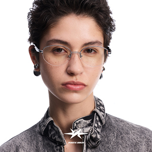 PLASTIC 眼镜框 BRAIN轻奢老钱风近视眼镜金属半框墨镜斯文女款