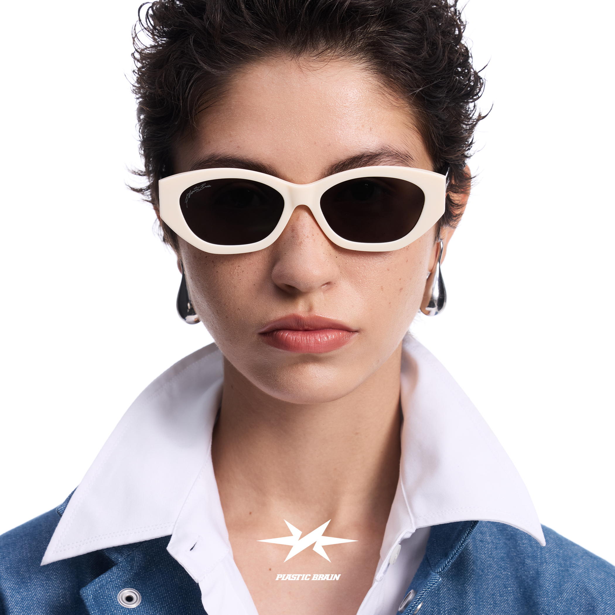 塑料脑袋复古猫眼墨镜街拍太阳镜