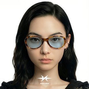 PLASTIC BRAIN椭圆复古超轻太阳眼镜素颜女显脸小老钱风玳瑁墨镜