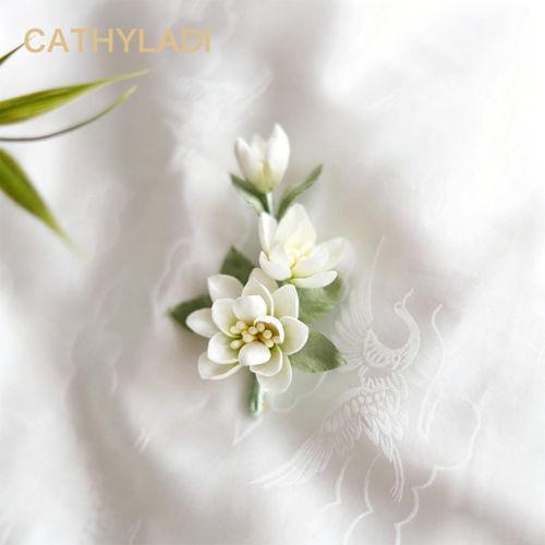 CATHYLADI蚕丝茉莉花胸针新中式非遗汉服旗袍西装外套配饰高级感