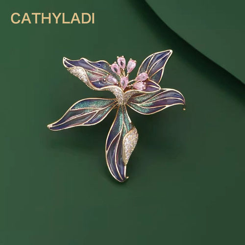 CATHYLADI法式鸢尾花胸针高档渐变紫高级感胸花西装轻奢别针配饰