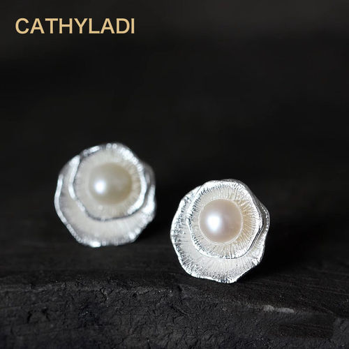 CATHYLADI纯银天然淡水珍珠耳钉女新中式国风耳饰生日礼物送妈妈