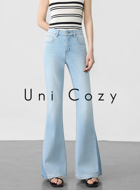 Uni Cozy 【都市通勤风】时尚高腰修身显瘦弹力微喇叭牛仔裤 251