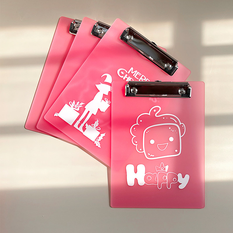 薇素蔓粉色磨砂亚克力文件夹写字