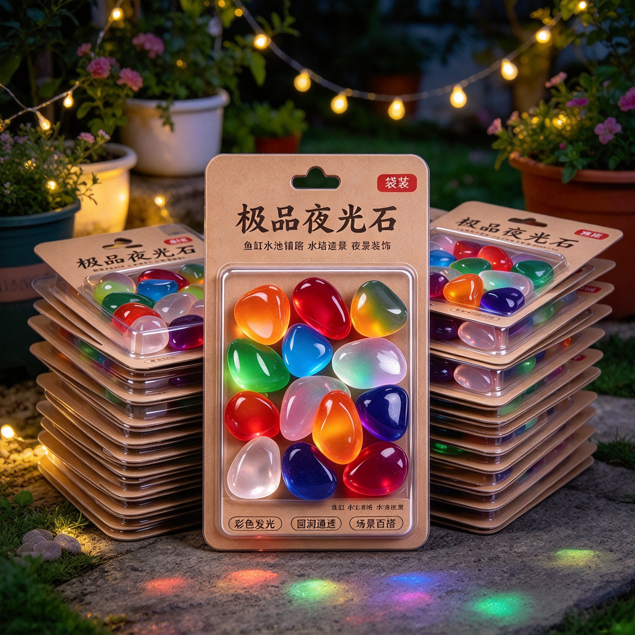 夜光彩色人造树脂鱼缸造景石