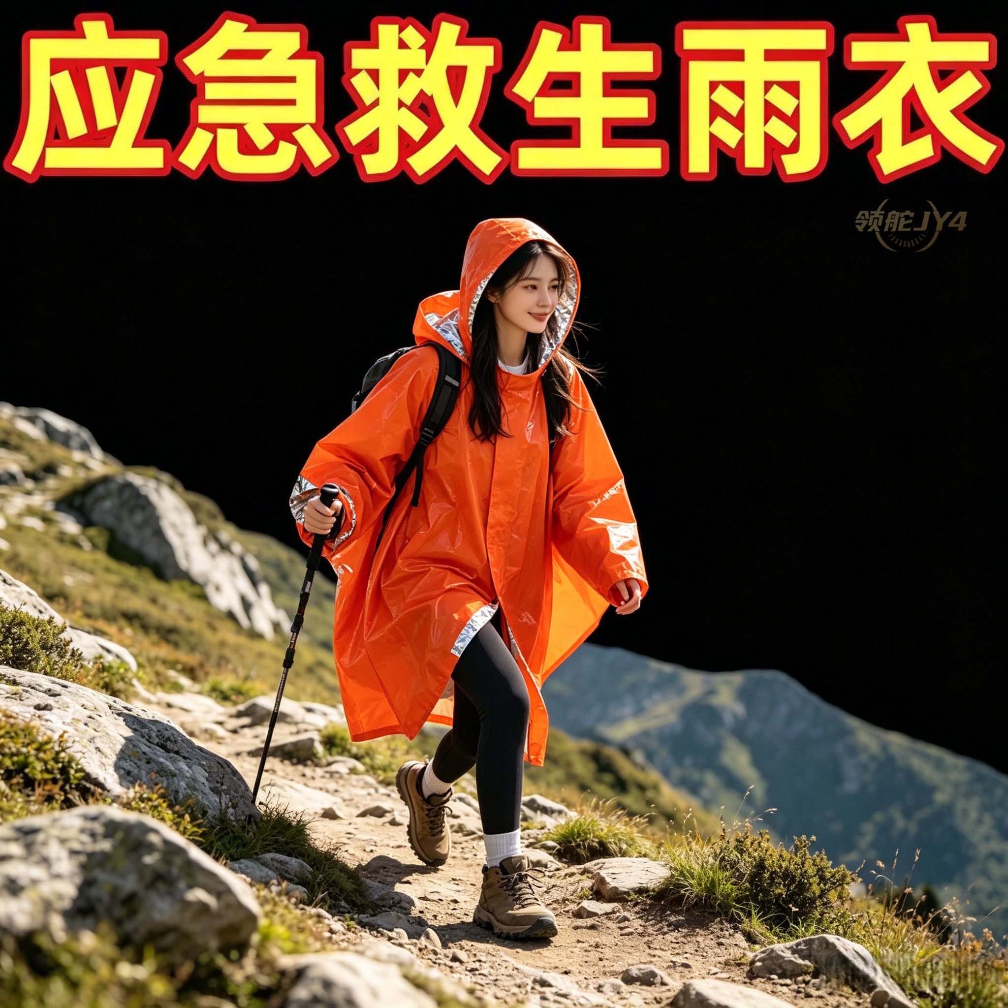 户外便携应急雨衣生存露营急救防失温雨衣保温保暖户外徒步雨披