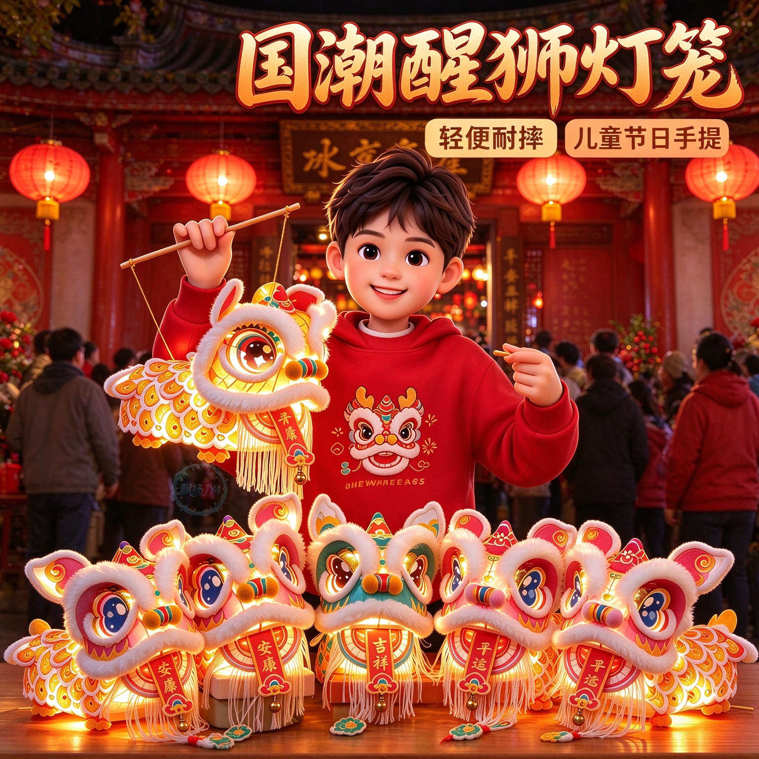 2027新春舞狮醒狮灯笼手工diy元旦节日汇演道具春节儿童趣味礼物