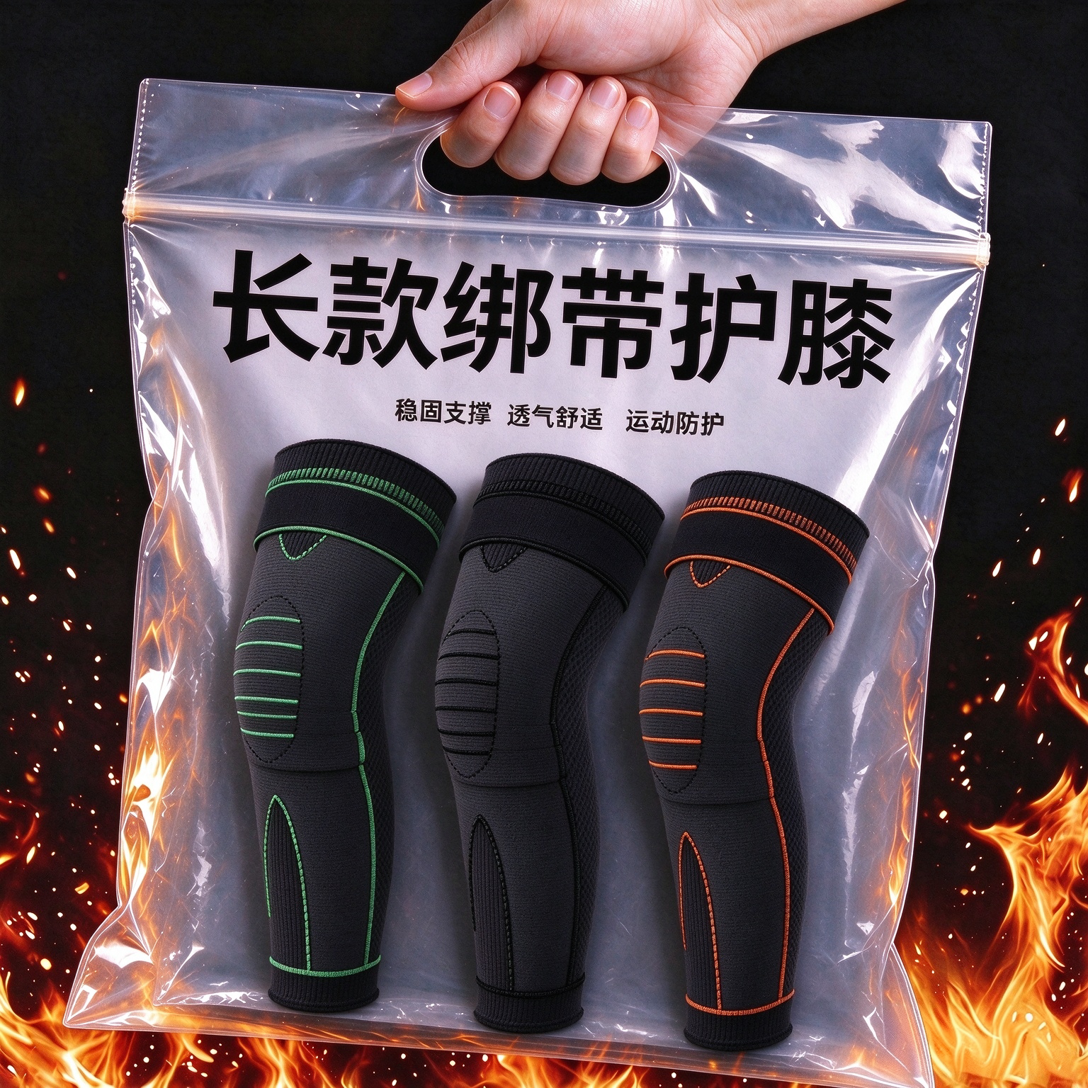 绑带加长自发热护膝中老年秋冬保护膝盖保暖男女款加厚护腿护膝