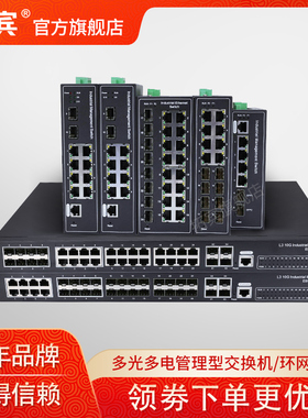 拓宾工业管理型交换机千兆2光4电8电WEB后台管理/STP/RSTP/ERPS环网vlan交换机网管型汇聚核心交换机16光24光