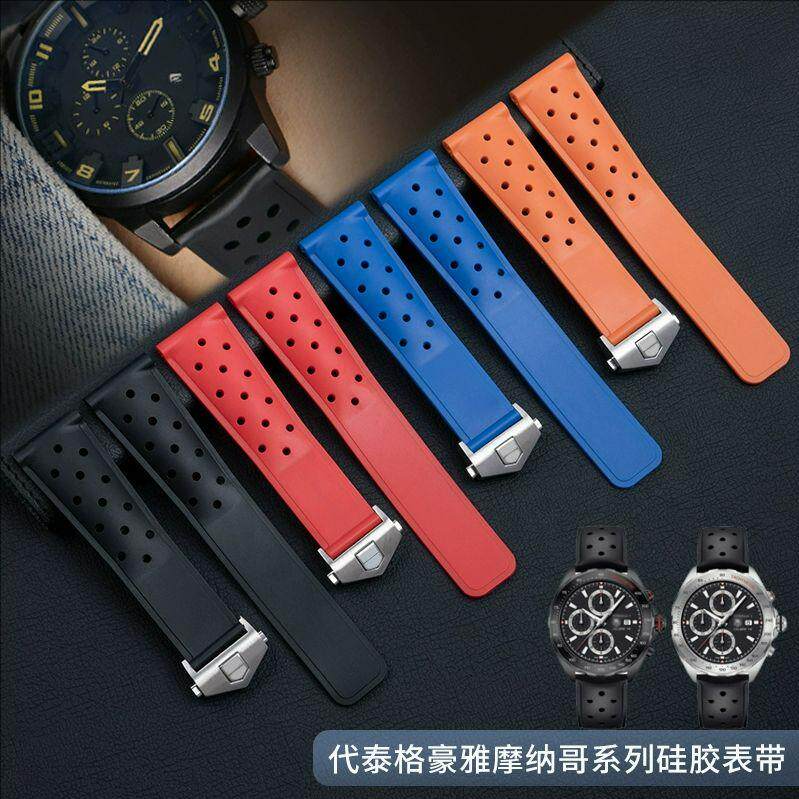 橡胶硅胶手表带代用泰格豪雅F1卡莱拉竞潜系列豪雅折叠扣20mm