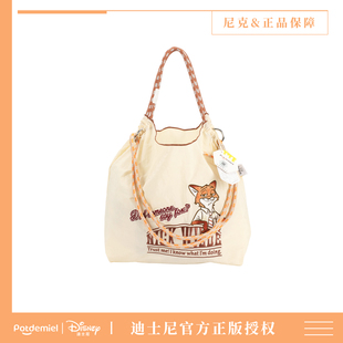 迪士尼正版 朱迪抽绳单肩包疯狂动物城尼克狐大容量手提帆布包包女