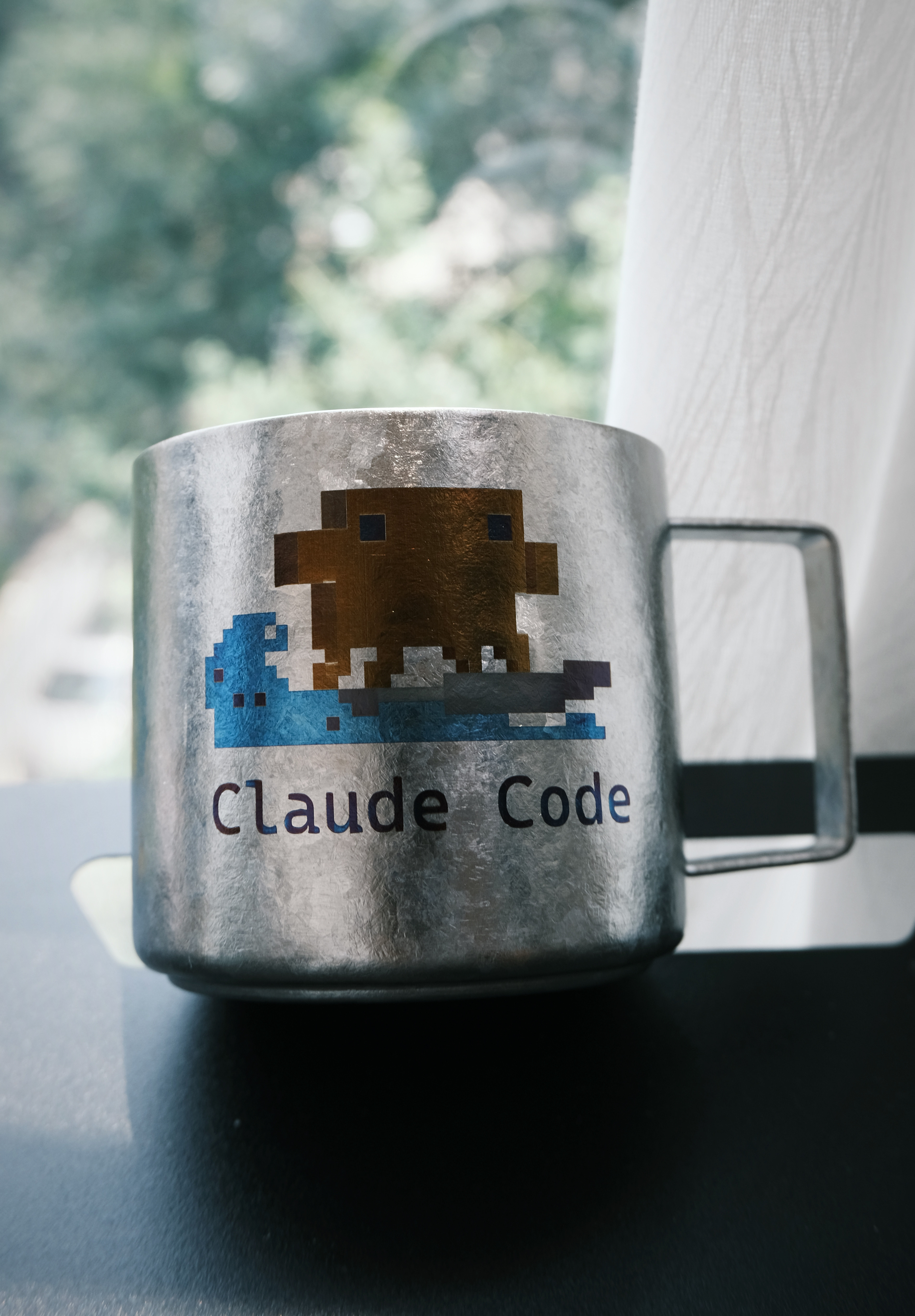 Claude Code像素风纯钛马克杯咖啡杯露营户外水杯图片