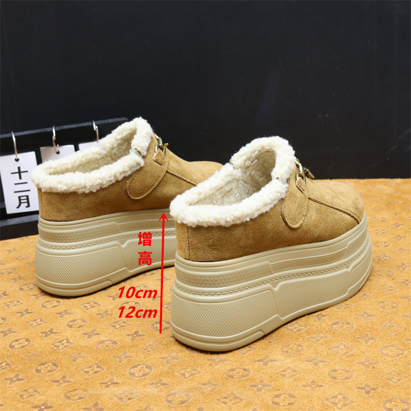 冬季加绒包头半拖女厚底增高10cm