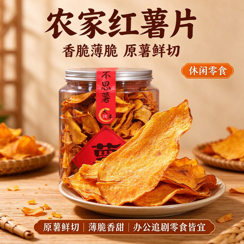 大纯丰香脆红薯片地瓜干番薯条脆片500g罐装小吃自制农家特产零食