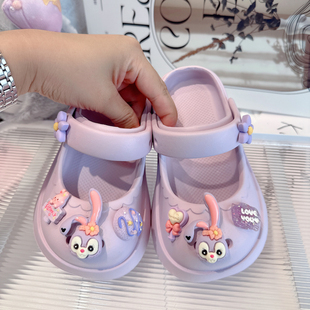 女童拖鞋夏季2026新款儿童紫色玛丽珍洞洞鞋女孩夏天外穿洋气防滑