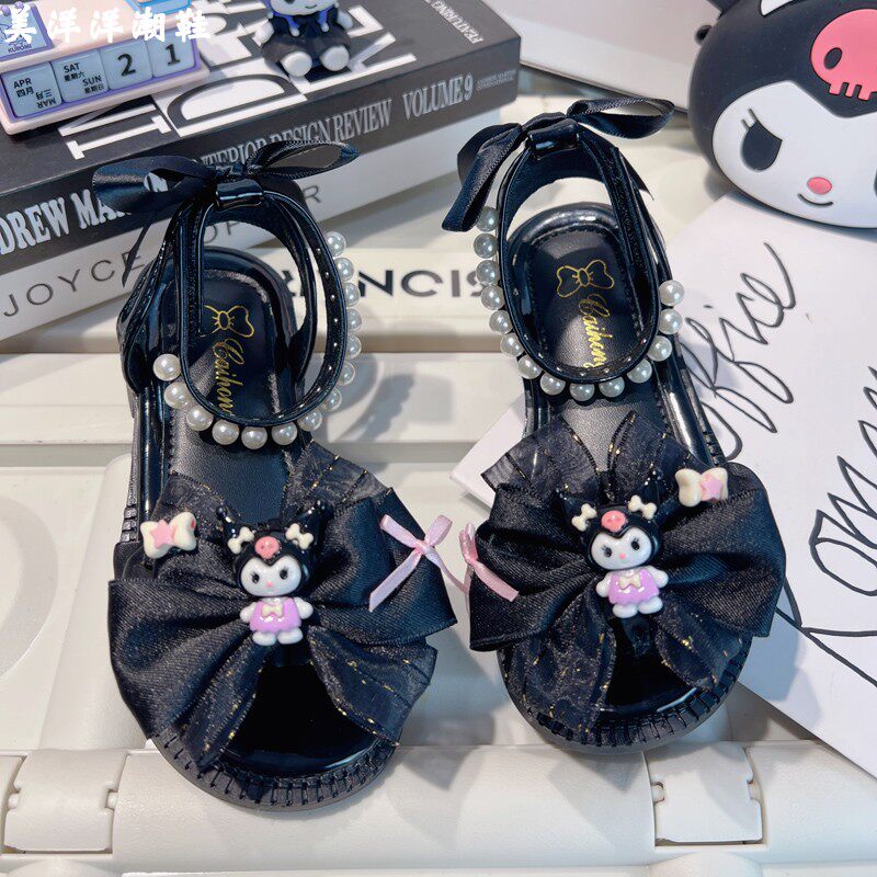 夏天凉鞋女款2026新款儿童黑色公主鞋女童酷洛米女生女鞋公主风女