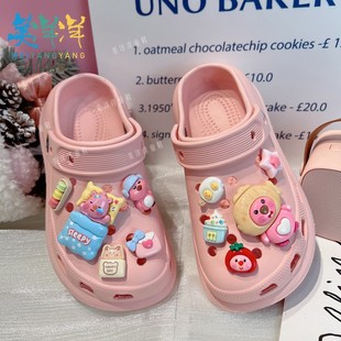女童拖鞋夏款2026爆款儿童粉色洞洞鞋女孩增高厚底凉拖女生外出女