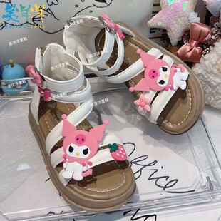 女孩夏天白色罗马凉鞋2026新款儿童外穿爆款女鞋女孩小孩鞋子女款