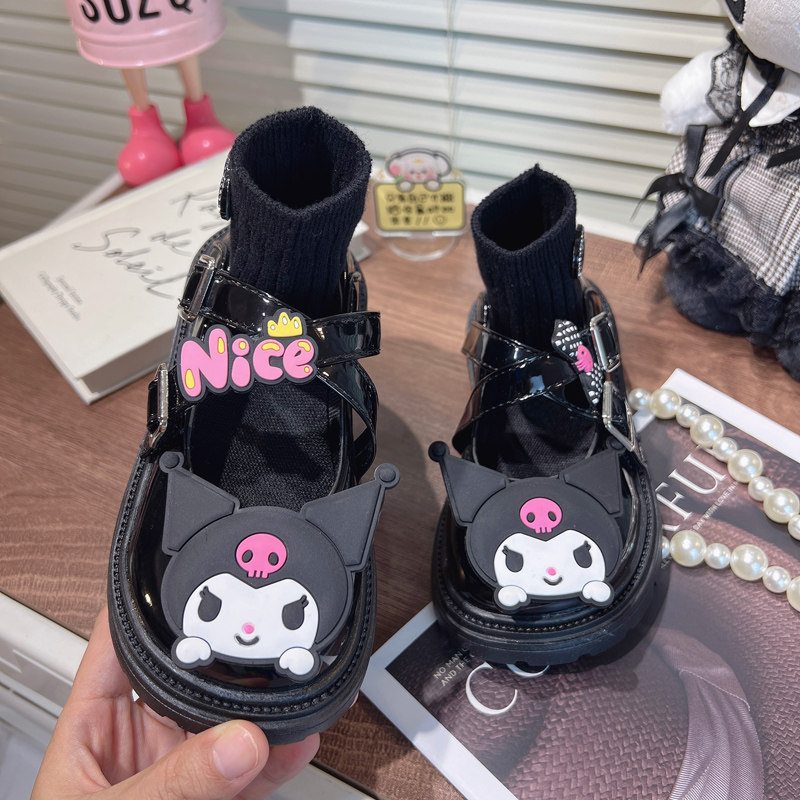 女宝百搭黑色小皮鞋女童学院风春秋儿童女生洋气小女孩公主鞋平底