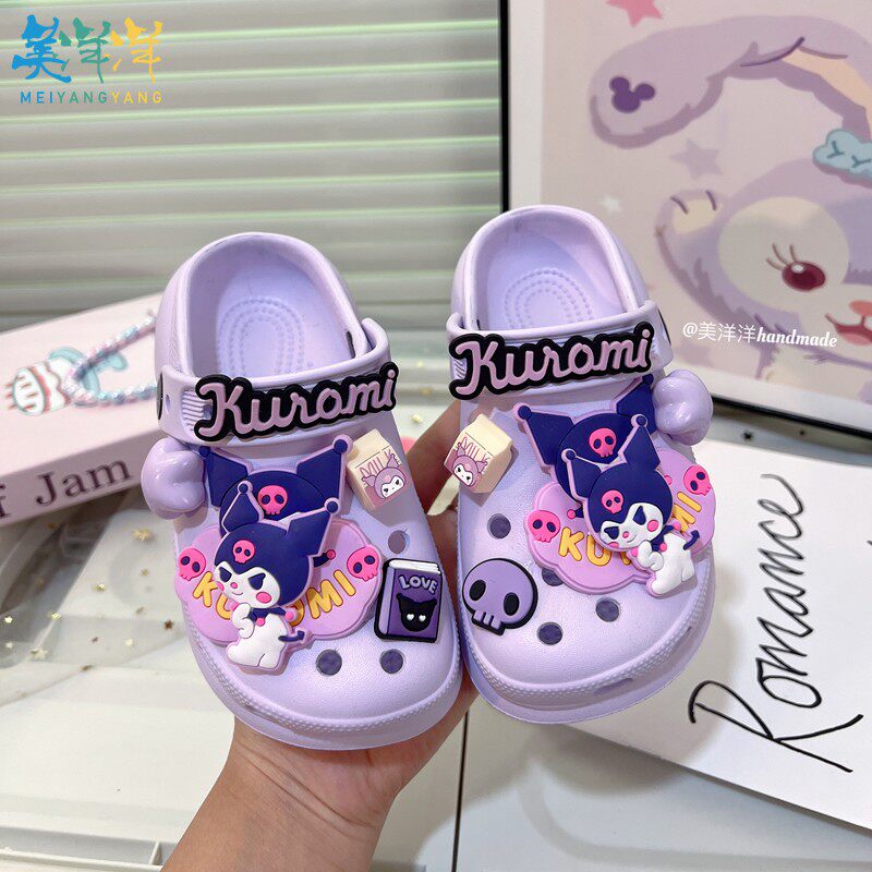 女孩洞洞鞋厚底增高夏天外穿洋气女童高跟凉拖鞋夏季大童儿童鞋子