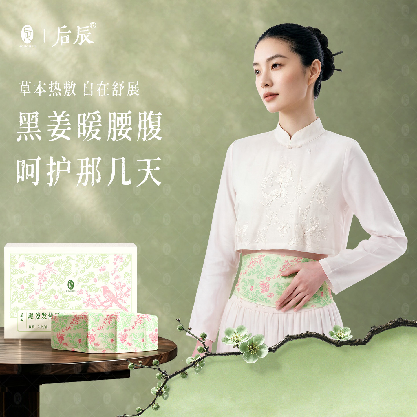 后辰黑姜艾草艾灸发热腰腹贴