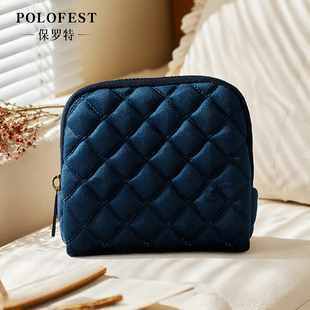 宝蓝色文玩收纳包便携6格首饰袋水晶文玩手串黄金首饰收纳包送礼