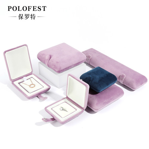 POLO FEST轻奢珠宝首饰盒丝绒双开按扣盒钉项链礼物盒高级戒指盒