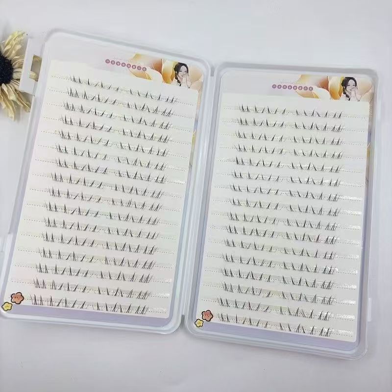 免胶新中式下睫毛自然妈生安陵容同款可爱透明梗单簇分段式假睫毛