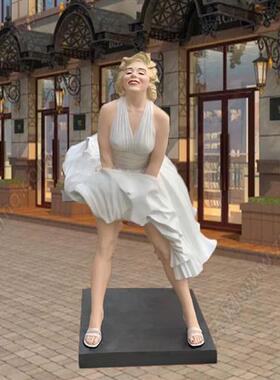 玻璃钢彩绘玛丽莲梦露模型人物雕塑户外广场商场公园景观落地摆件