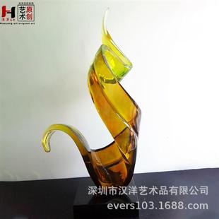 透明仿琉璃工艺品简约现代时尚家居会所抽象雕塑陈设品摆件