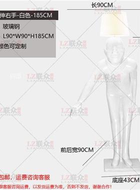 招财玻璃钢鞠躬迎宾人物雕塑商场酒楼餐厅菜馆开业落地灯工艺饰品