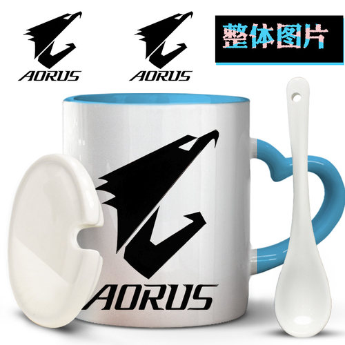 技嘉大雕AORUS信仰喝茶搞怪男女带盖勺排行榜可爱马克杯陶瓷水杯