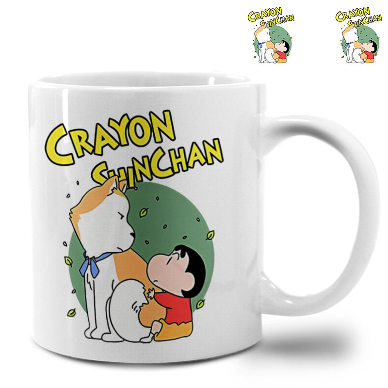蜡笔小新联名柴犬小众创意国风礼盒洗碗机陶瓷水杯马克杯变色杯