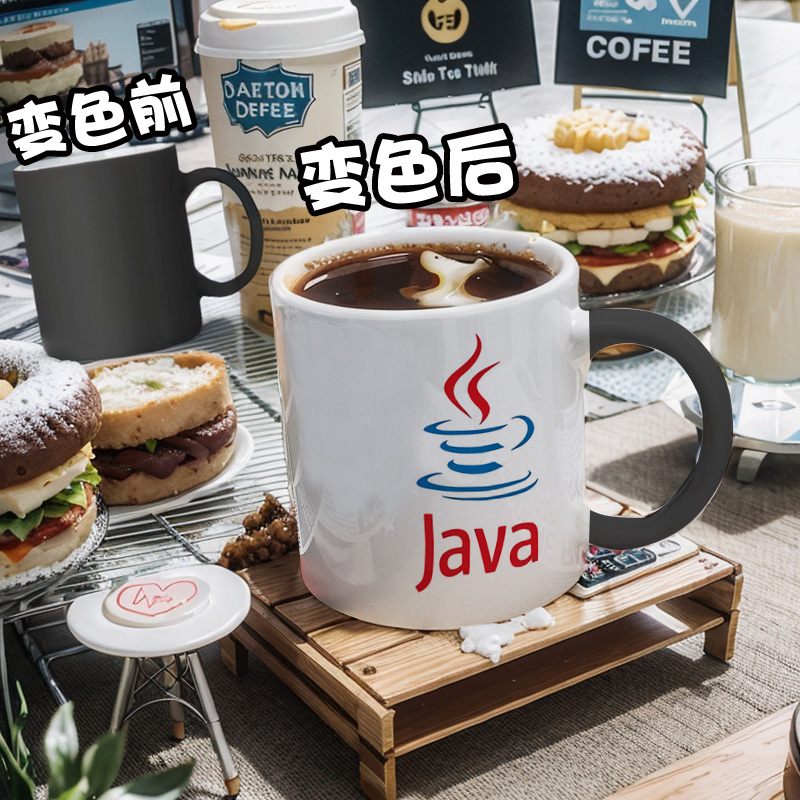 程序猿员JAVA IT编程变色杯二次元男生款礼盒泡茶马克杯陶瓷水杯