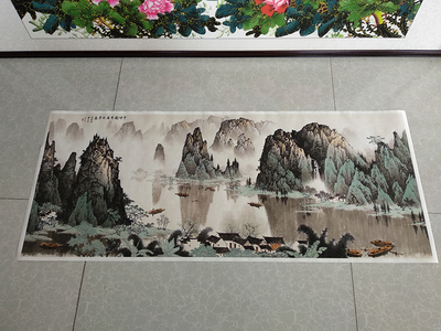 艺术微喷复制画白雪石千峰竞秀图山水画横幅客厅办公室中式装饰画
