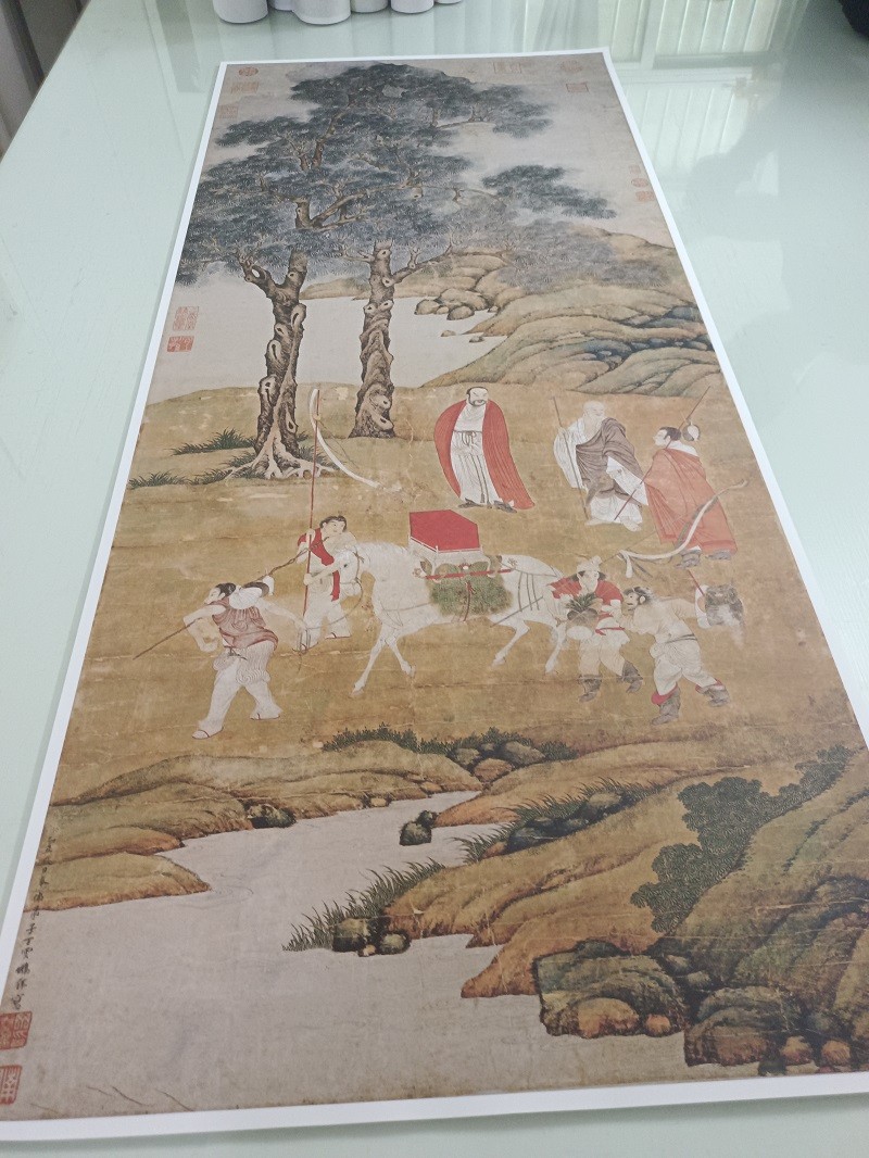 丁云鹏 白马驮经图 书画人物国画真迹高清微喷仿古复制挂轴装饰画