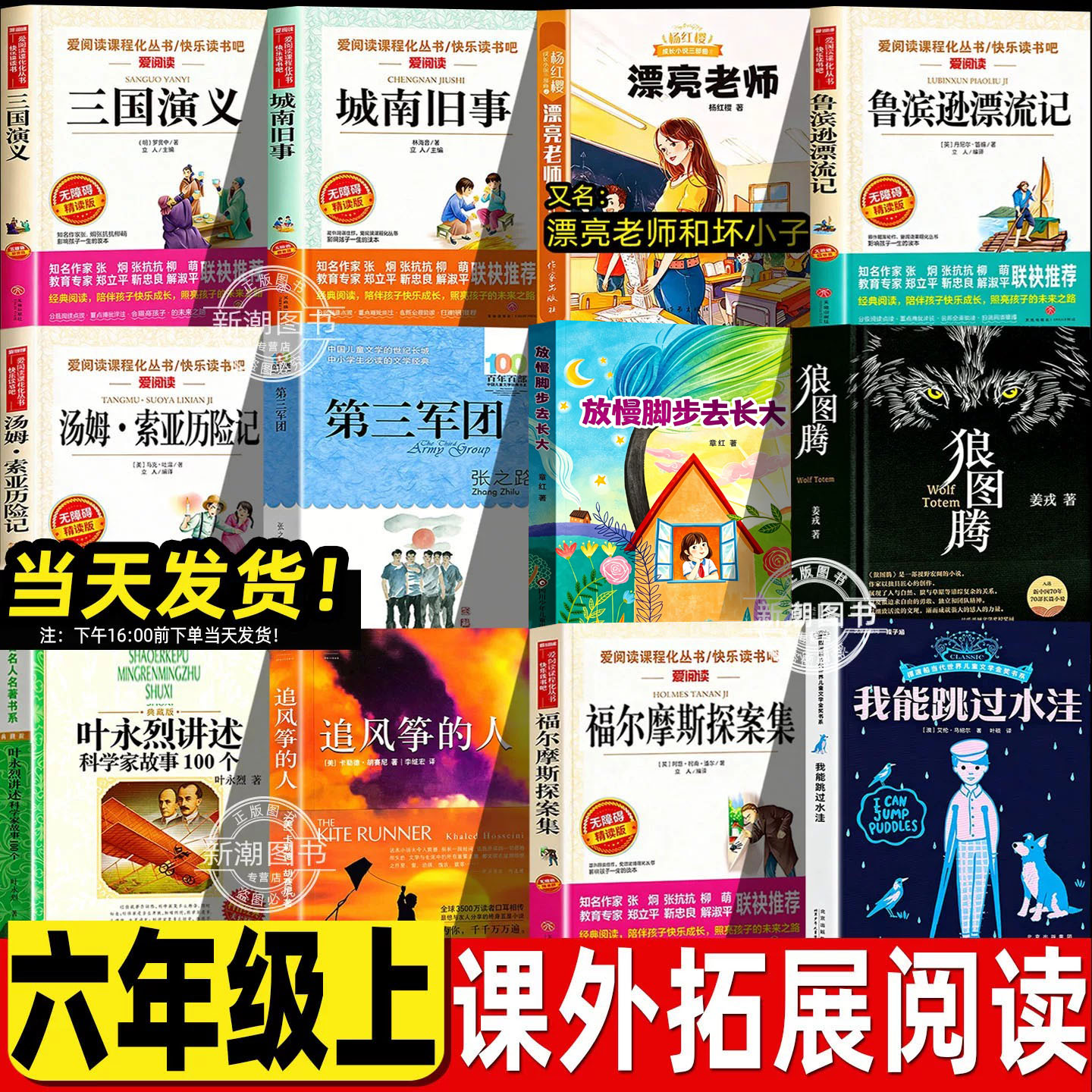 六年级上推荐书目放慢脚步去长大章红著我能跳过水洼狼图腾漂亮老师和坏小子第三军团追风筝的人叶永烈讲述科学家故事100个