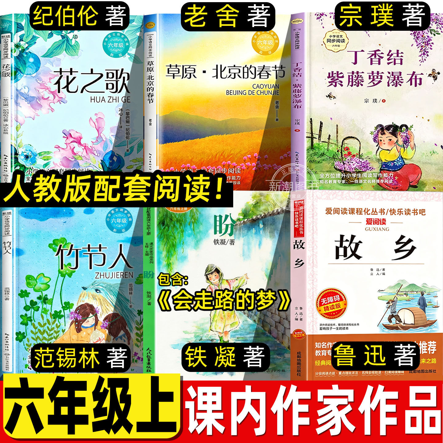花之歌六年级必读课外书纪伯伦著散文草原北京的春节老舍著紫藤萝瀑布丁香结宗璞竹节人范锡林著会走路的梦铁凝著故乡鲁迅原著正版